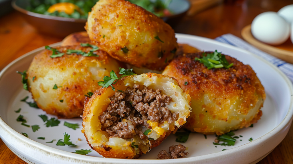 Crispy Papas Rellenas with beef filling
