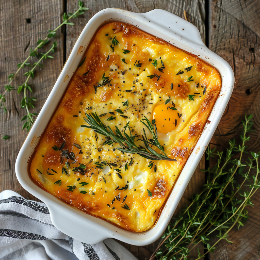Keto Cottage Cheese Egg Bake fresh out of the oven