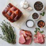 smoked ham recipe card with steps