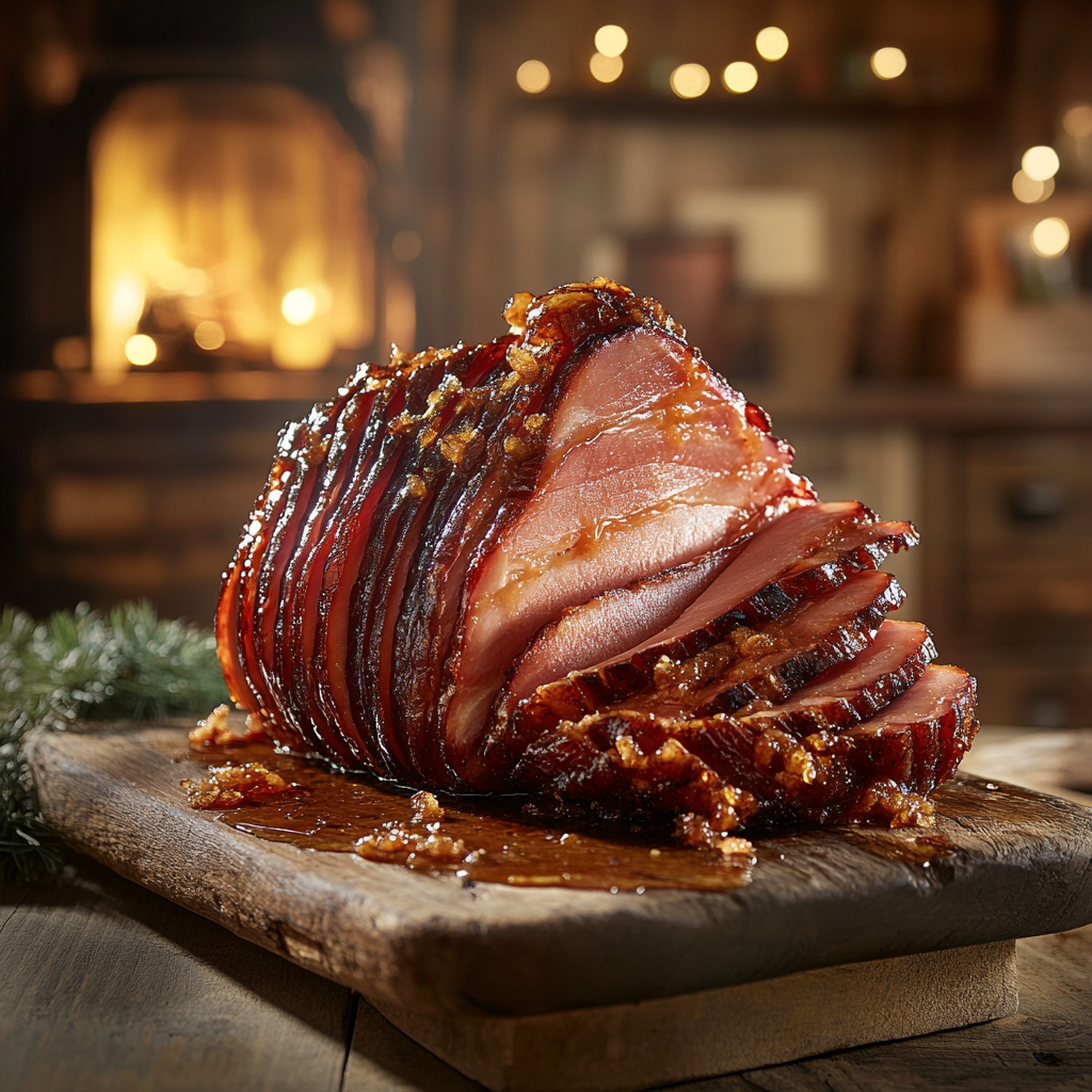 smoked ham recipe on cutting board