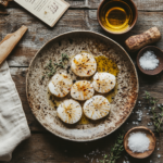 Smoked scallops recipe card with ingredients