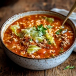 hearty cabbage roll soup in bowl