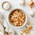 Tasty recipe card for air fryer crispy onions
