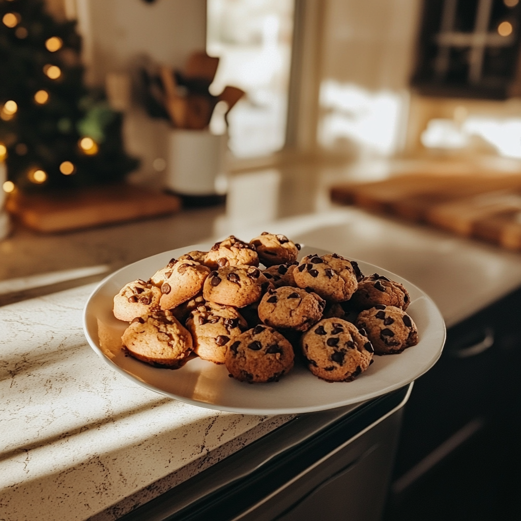 Peanut Butter Chocolate Chip Bites on a cozy kitchen counter