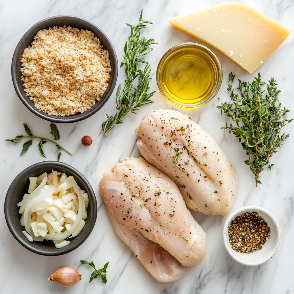 ingredients for baked stuffed chicken breast with stuffing