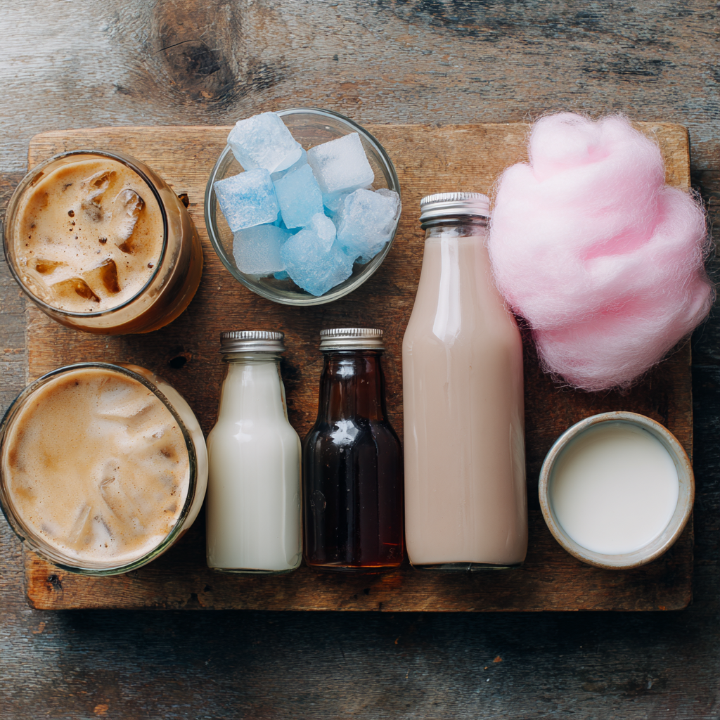 ingredients for cotton candy iced coffee