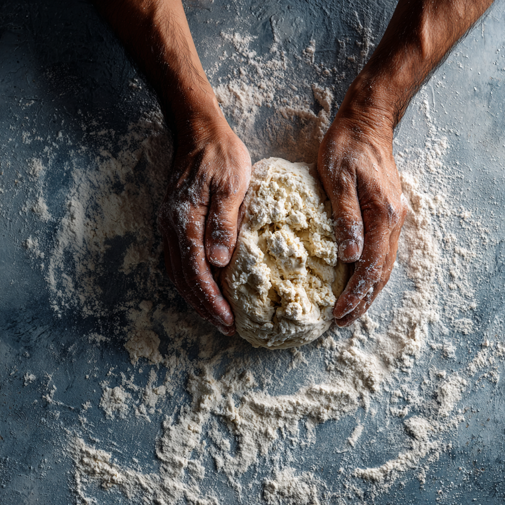 Shaping cottage cheese bagel dough