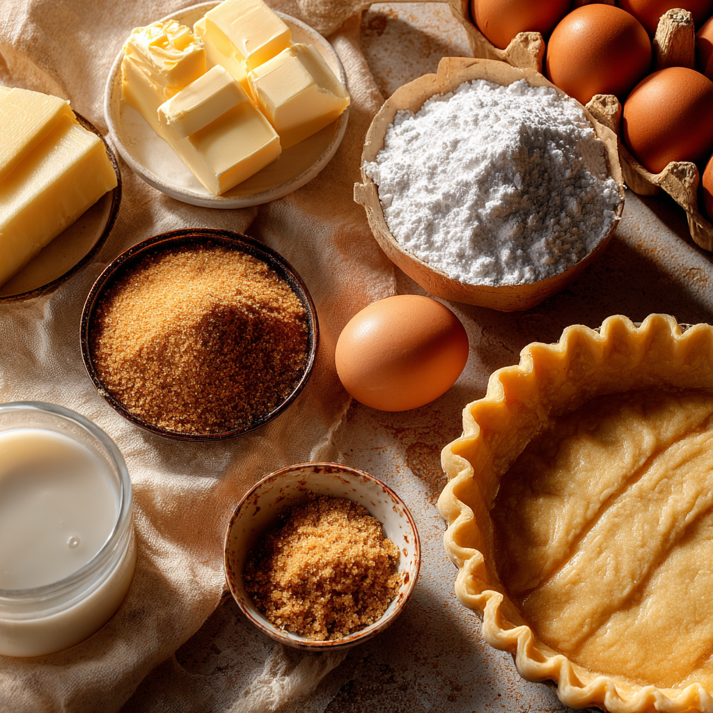 Butterscotch pie ingredients laid out