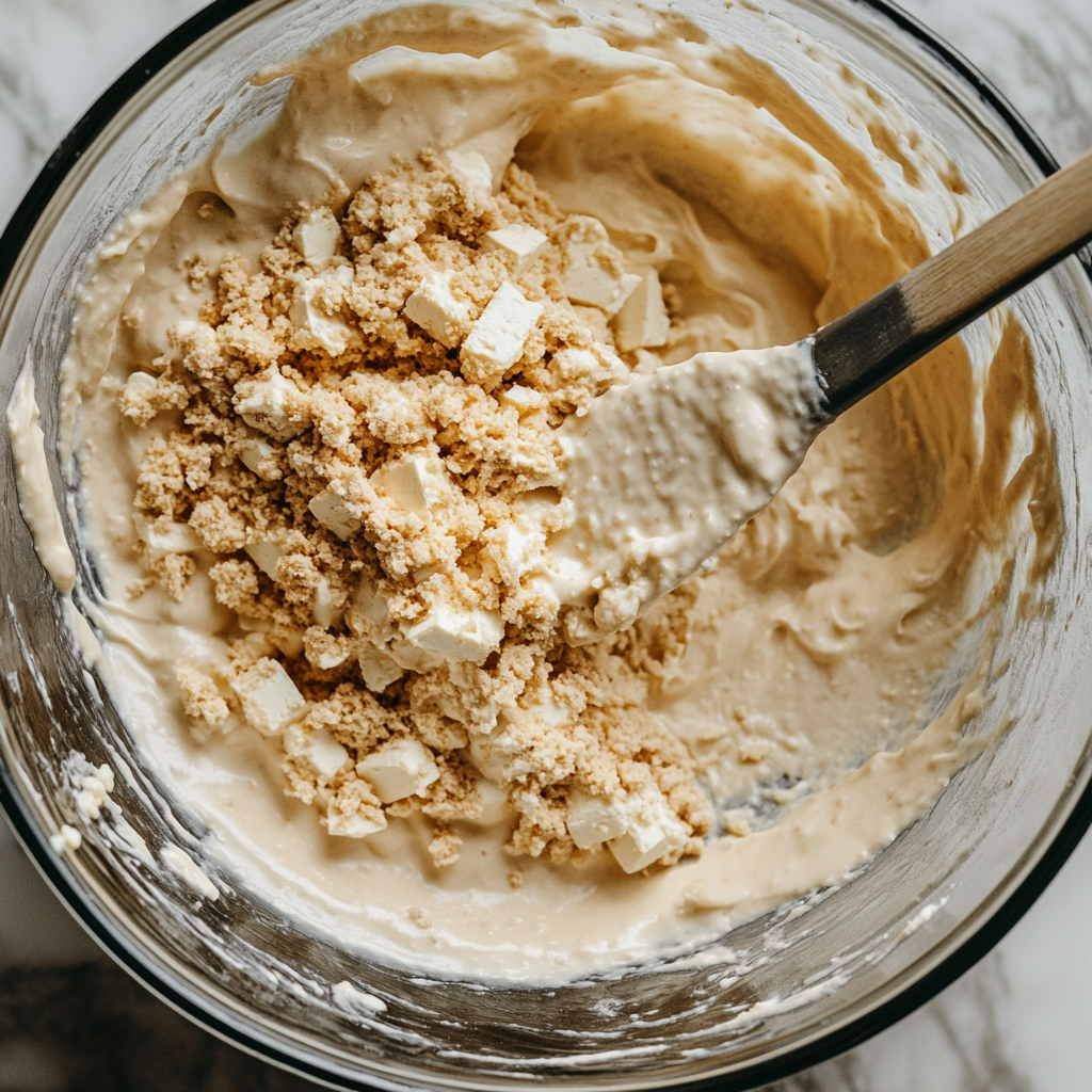 Making vegan cottage cheese by folding tofu into cream