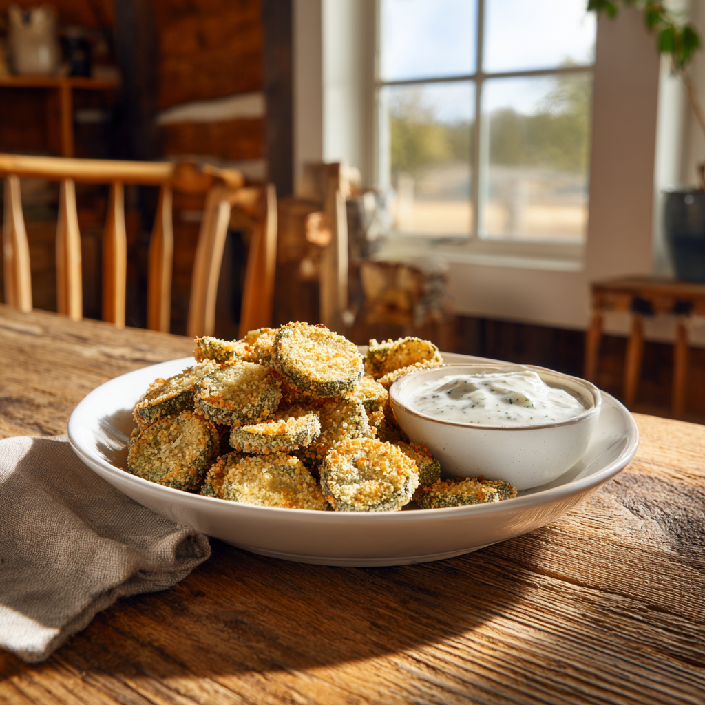 Air Fryer Fried Pickles on a plate
