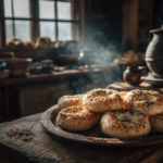 Cottage cheese bagels on baking tray