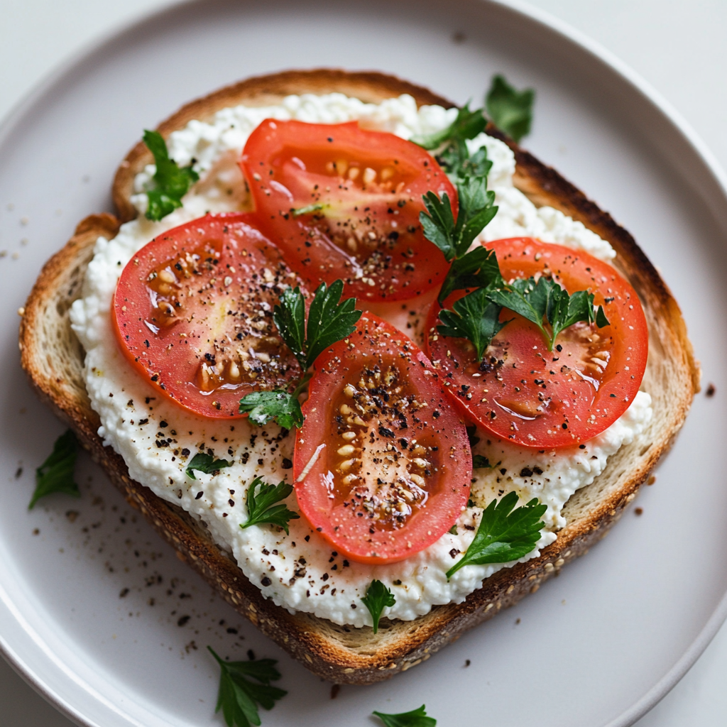 Vegan cottage cheese on toast