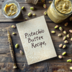 Recipe card with homemade pistachio butter