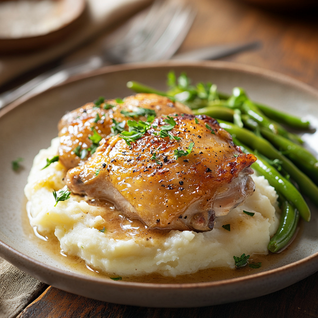 Finished Instant-Pot Chicken Thigh Recipes plated for serving