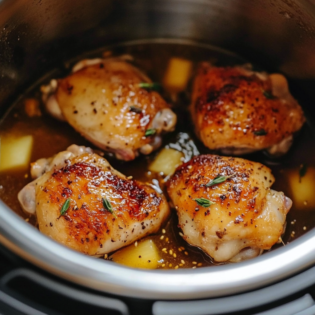 Browning chicken in Instant Pot for chicken thigh recipe