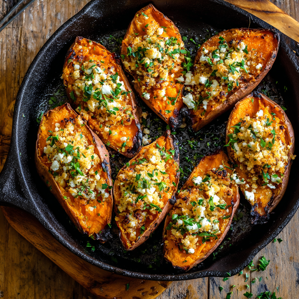 Oven‑Cooking Sweet Potatoes freshly baked in a rustic kitchen